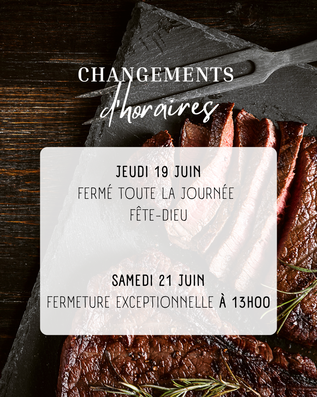 Changements d'horaires